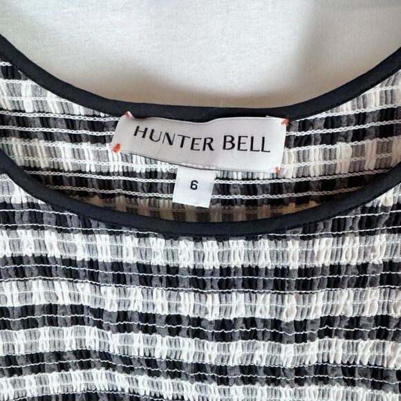 HUNTER BELL Andrea Black White Gingham Checkered Tiered Ruffle Dress Size 6 - Picture 5 of 6